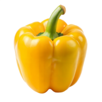 A vibrant yellow bell pepper placed on a plain transparent background png