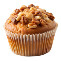 Delicious nut topped muffin isolated on transparent background png