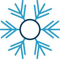 copo de nieve línea azul dos color icono vector
