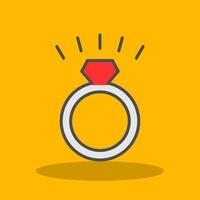 Diamond Ring Filled Shadow Icon vector