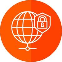 Global Security Line Red Circle Icon vector