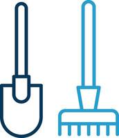 Rake And Hoe Line Blue Two Color Icon vector