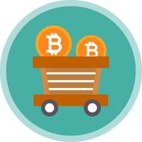 Bitcoin Trolley Flat Multi Circle Icon vector