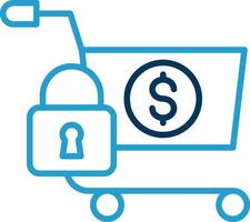 Secure OnLine Blue Two Color Shopping Line Blue Two Color Icon vector