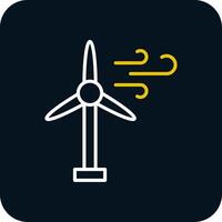 Wind Turbine Line Red Circle Icon vector