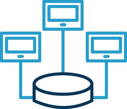 Distributed Database Line Blue Two Color Icon vector