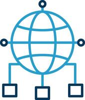 Global Connections Line Blue Two Color Icon vector