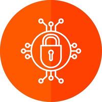 Cyber Security Line Red Circle Icon vector