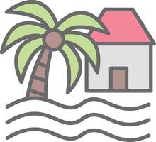 Beach House Line Filled Light Icon vector