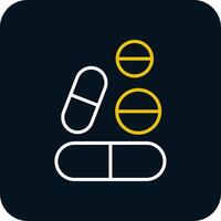 Pills Line Red Circle Icon vector