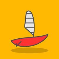 Windsurfing lleno sombra icono vector