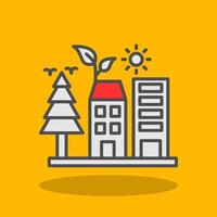 Green City Filled Shadow Icon vector