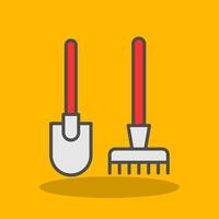 Rake And Hoe Filled Shadow Icon vector