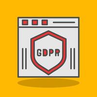 gdpr lleno sombra icono vector