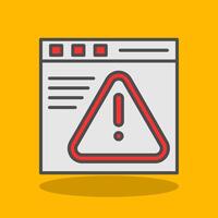 Warning Browser Filled Shadow Icon vector