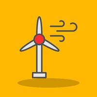 Wind Turbine Filled Shadow Icon vector