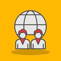 Global Management Filled Shadow Icon vector