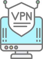 vpn línea lleno ligero icono vector