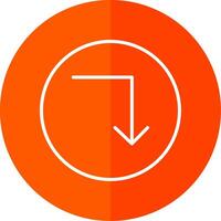 Turn Down Line Red Circle Icon vector