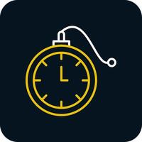 Pocket Watch Line Red Circle Icon vector