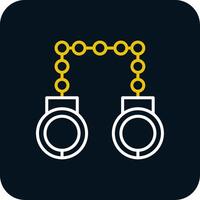 Hand Cuffs Line Red Circle Icon vector