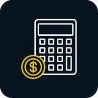 Calculator Line Red Circle Icon vector