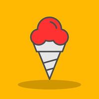 Cone Ice Cream Filled Shadow Icon vector