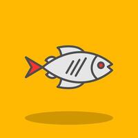 pescado lleno sombra icono vector