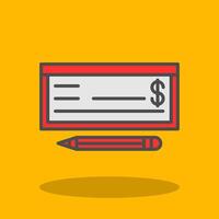 dinero cheque lleno sombra icono vector