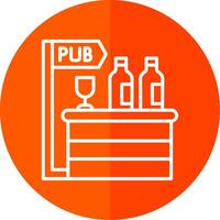 Pub Line Red Circle Icon vector