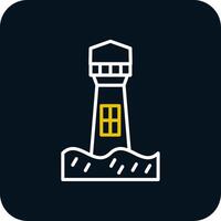 Lighthouse Line Red Circle Icon vector