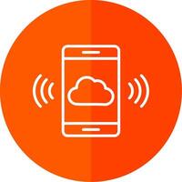 Mobile Cloud Line Red Circle Icon vector