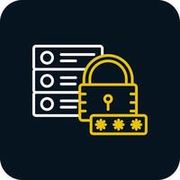 Secure Database Line Red Circle Icon vector