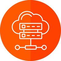 Cloud Database Line Red Circle Icon vector