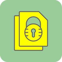 Security File Lock Filled Yellow Icon vector