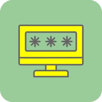 Security Computer Password Filled Yellow Icon vector
