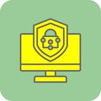 Security Computer Fix Filled Yellow Icon vector