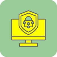 Security Computer Fix Filled Yellow Icon vector