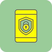 seguridad móvil bloquear lleno amarillo icono vector