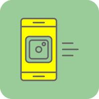móvil aplicación lleno amarillo icono vector
