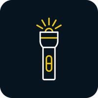 Flashlight Line Red Circle Icon vector