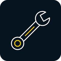 Spanner Line Red Circle Icon vector