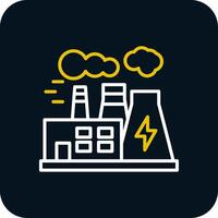 Power Plant Line Red Circle Icon vector