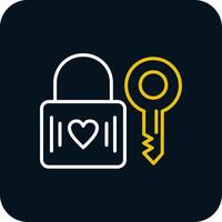 Heart Lock Line Red Circle Icon vector