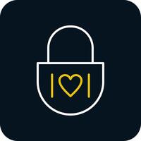 Heart Lock Line Red Circle Icon vector