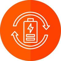 Eco Battery Line Red Circle Icon vector
