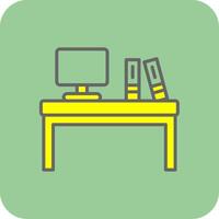 escritorio lleno amarillo icono vector