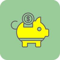 Piggy Bank Filled Yellow Icon vector