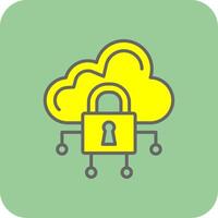 Data Secure Filled Yellow Icon vector