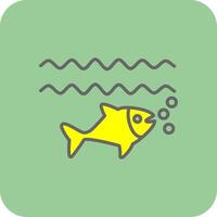 pescado lleno amarillo icono vector